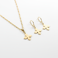 Gold Cross Necklace & Earrings – Minimal