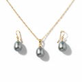 Grey Pearl Necklace & Earrings Set